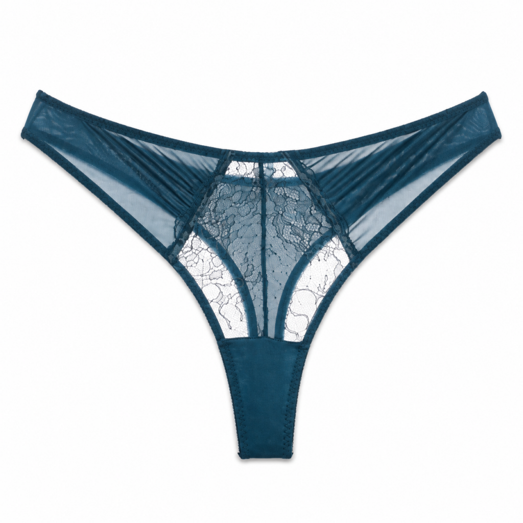 Petrol Blue Bra & Thong Set Sochi